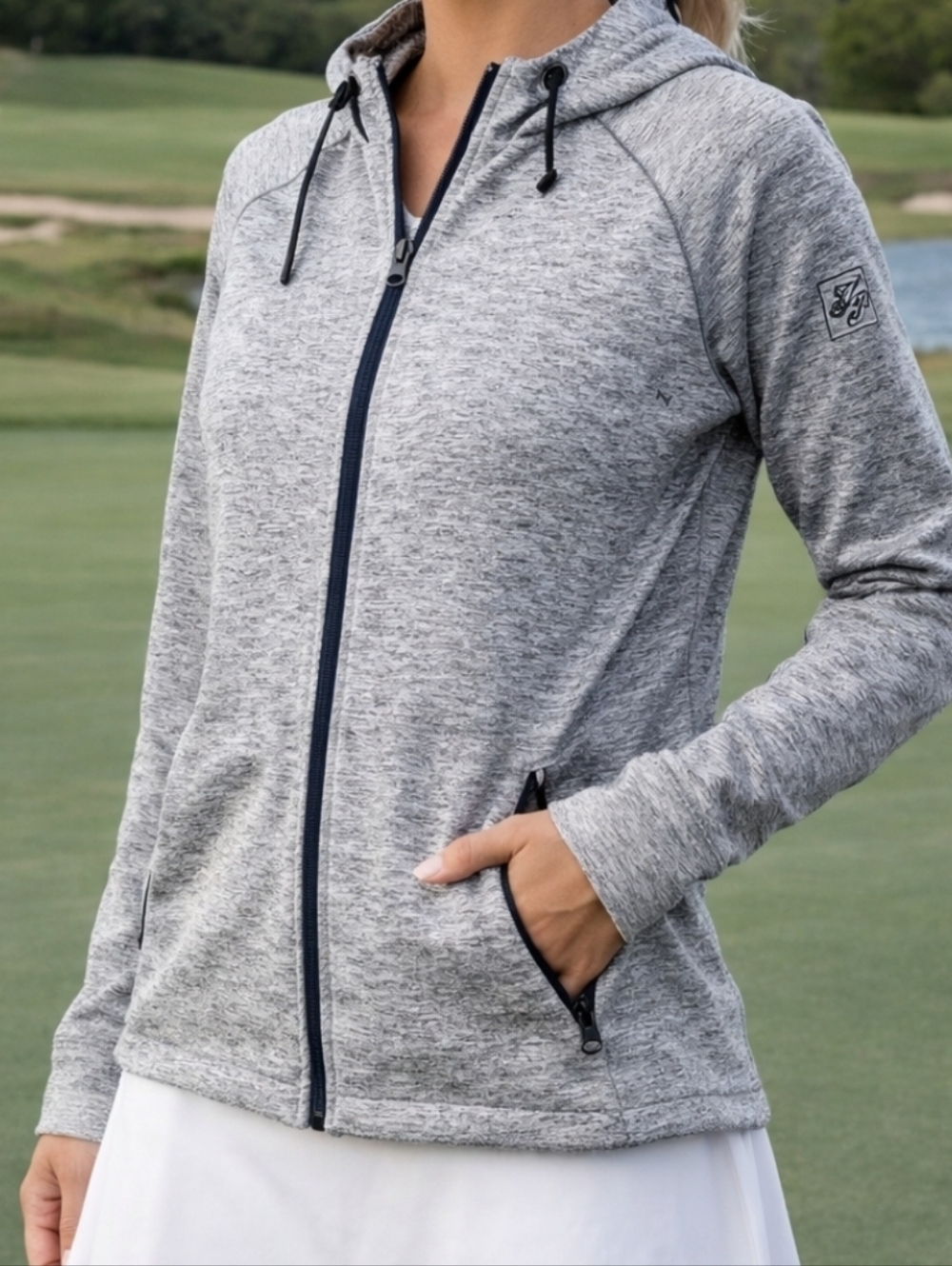 Sun Mountain Women’s Performance Golf Hoodie Jacket Gray Medium Athleisure Light